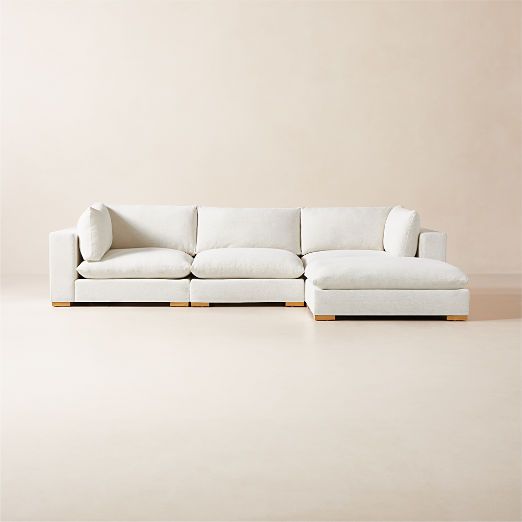 Deseo 4-Piece Modular L-Shaped White Performance Fabric Sectional Sofa | CB2 | CB2