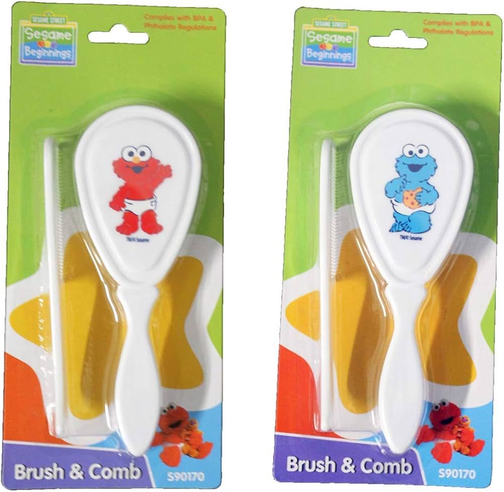 Sesame Beginnings Baby Brush & Comb Set - Newborn, Infant, and Toddler Grooming kit - 2 Pack Elmo... | Amazon (US)