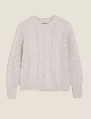 Cable Knit Crew Neck Jumper with Wool | Marks & Spencer (UK)
