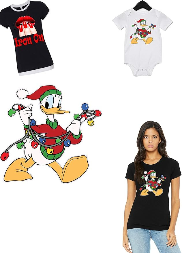 Christmas Donald with Christmas Lights Iron-On Heat Transfer Sticker/Decal 7" Longest Side. | Amazon (US)