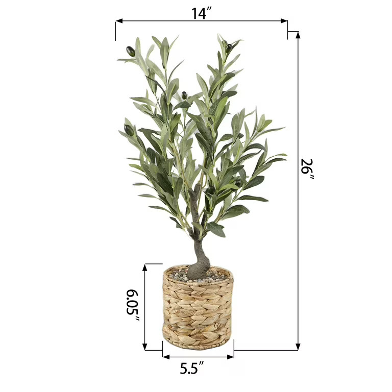 Flora Bunda 26" Artificial Olive Tree in Natural Woven Rattan Basket | Walmart (US)