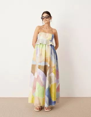 ASOS EDITION empire cami midi dress in pastel abstract print | ASOS (Global)