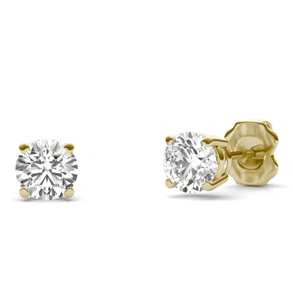 Round Brilliant Four-Prong Basket Stud | Charles & Colvard