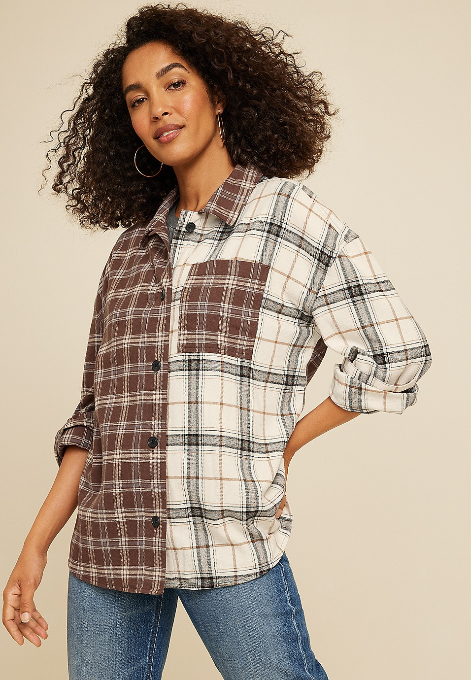 Cabin Plaid Boyfriend Button Up Shirt | Maurices