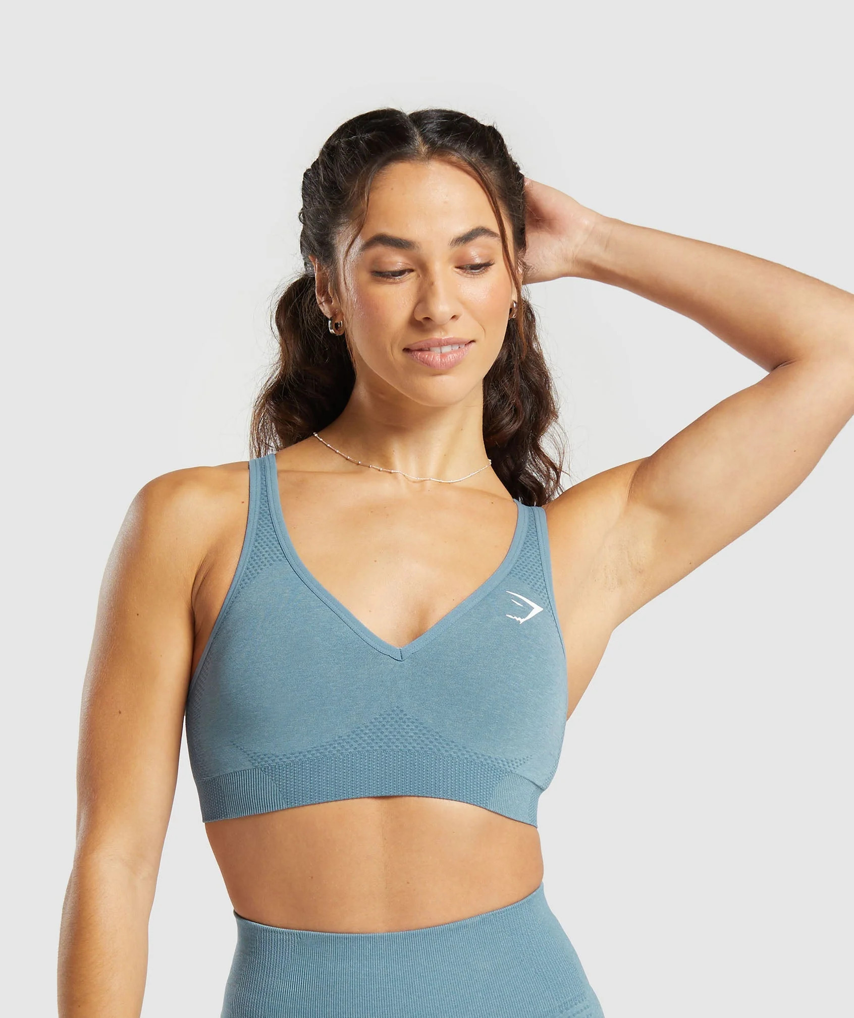 Gymshark Vital Seamless V Neck Sports Bra - Faded Blue Marl | Gymshark US