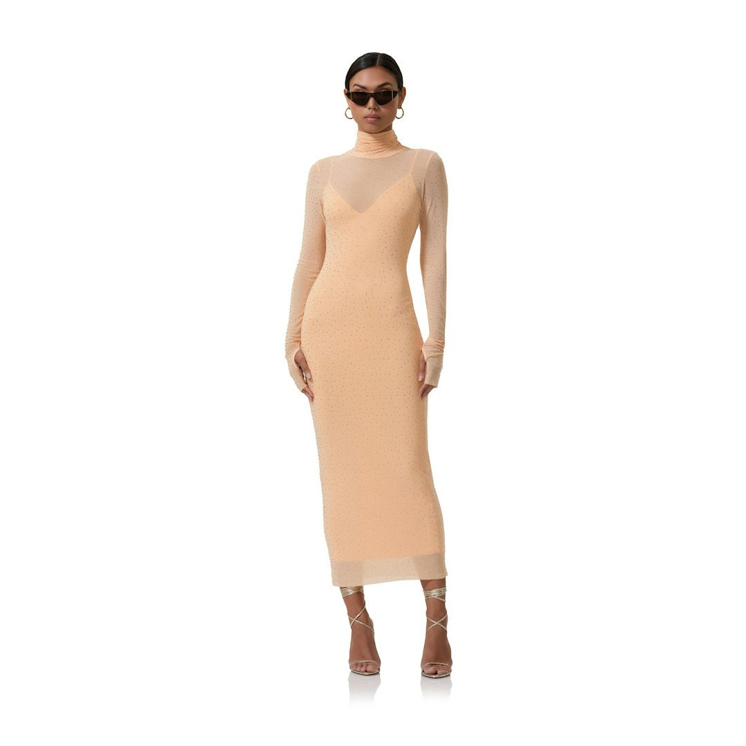 Shailene Rhinestone Dress - Peach Fuzz | ShopAFRM