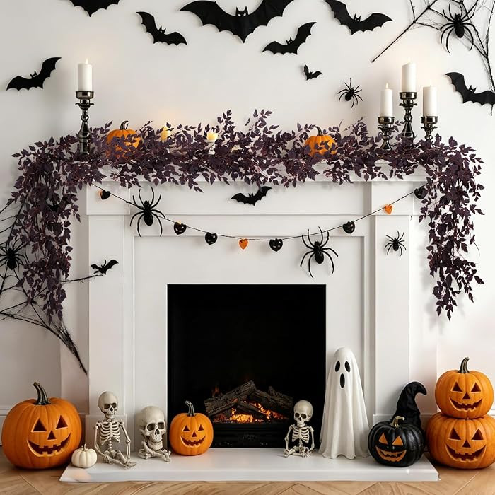 2 Pack 6 Ft Fall Garlands, Plum Cimicifuga Seeded Halloween Decor | Amazon (US)