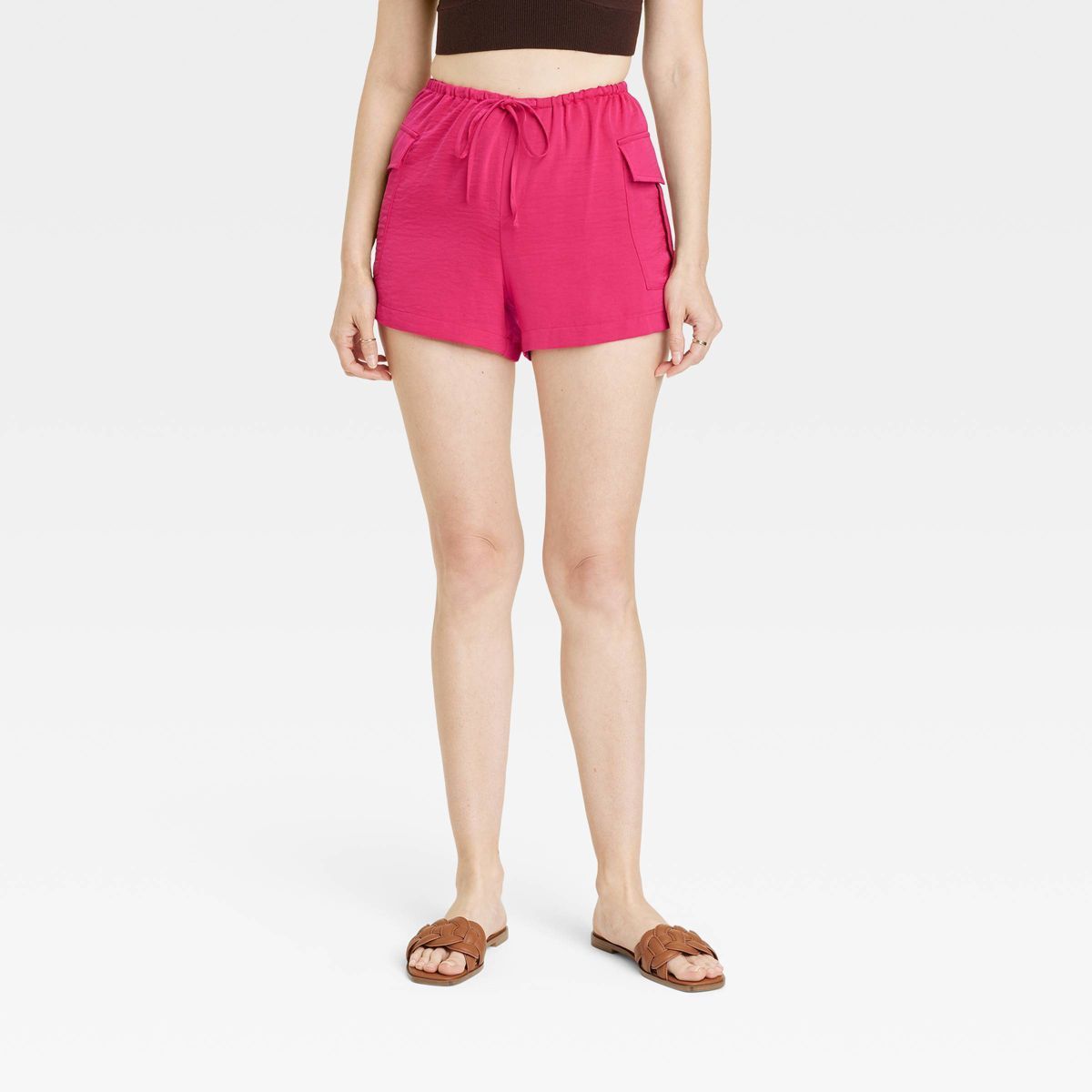 Women's Mid-Rise Cargo Satin Shorts - A New Day™ | Target