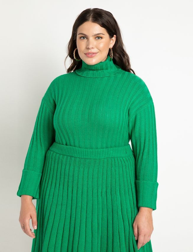Cropped Turtleneck With Roll Cuff | Women's Plus Size Tops | ELOQUII | Eloquii