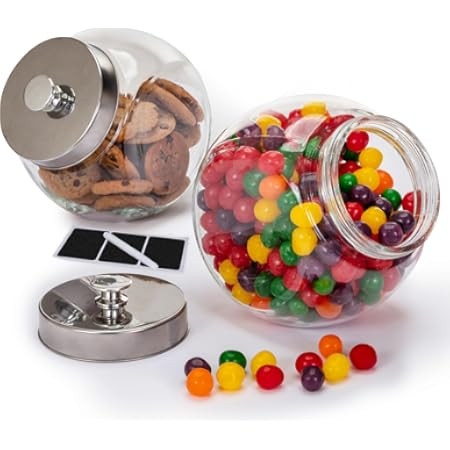 Glass Cookie Jars for Kitchen Counter (3 Pack) 75oz Food Storage Canisters with Airtight Lids + M... | Amazon (US)