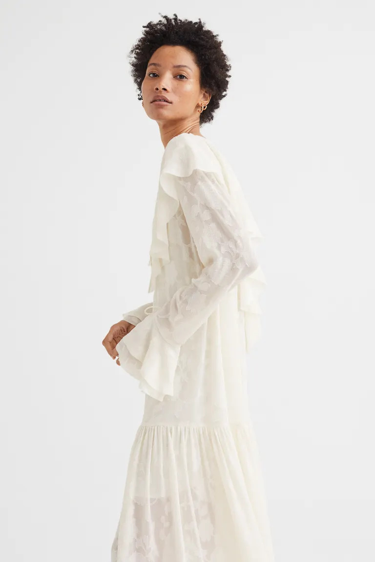 Flounced Dress - Cream - Ladies | H&M US | H&M (US + CA)