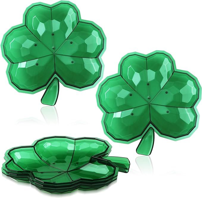 4 Pcs St. Patrick's Day Green Bowls 8.5 Inches Plastic Shamrocks Tray Clover Bowl for Irish Theme... | Amazon (US)