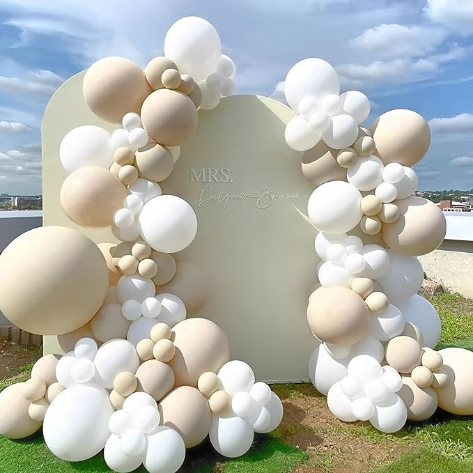 White Sand Balloon Garland Arch Kit 141PCS Neutral Sand White Latex Balloons for Boho Wedding Bri... | Amazon (US)