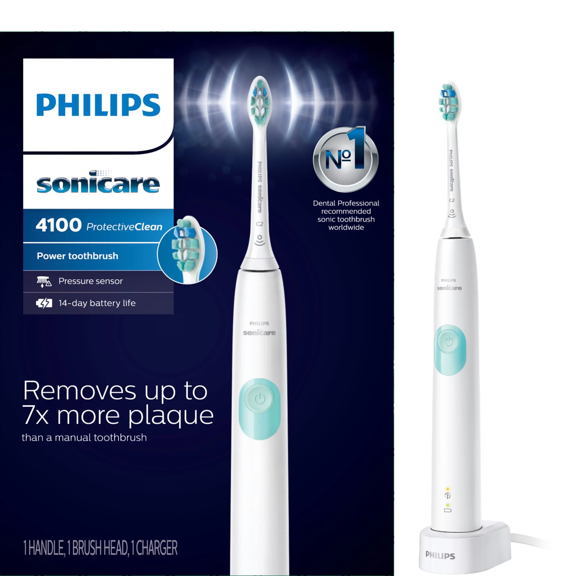 Philips Sonicare ProtectiveClean 4100 Plaque Control, Rechargeable Electric Toothbrush, Deep Pink... | Walmart (US)
