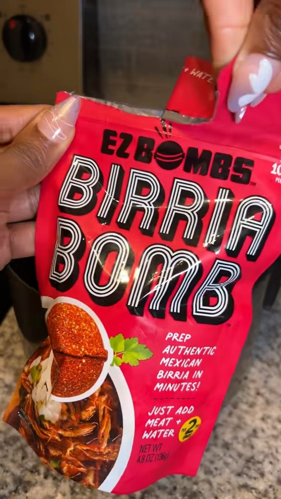 Turn any meal into rich, flavorful birria in minutes with the EZ Bomb Birria Bomb. Just drop it into your pot for a bold blend of authentic spices that’s perfect for tacos, quesabirria, ramen, nachos, and more. 🌮🔥

#Birria #FoodieFinds #EasyMeals #HomeCooking #MealPrep #Ad #KitchenMustHaves #CookingMadeEasy

#LTKHome #LTKfoodie #LTKdayinmylife