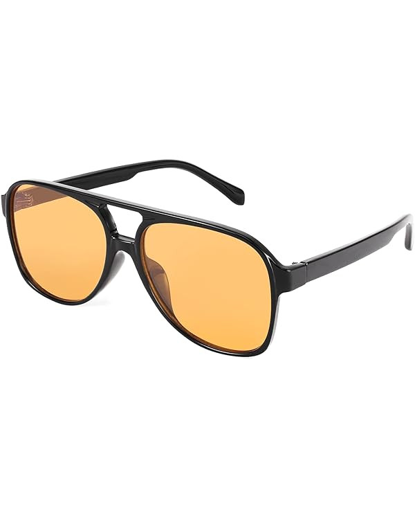 FEISEDY Vintage Retro 70s Plastic Aviator Sunglasses Women Men Classic Large Squared Frame B2751 | Amazon (US)