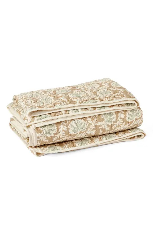 Coyuchi Robles Hand-Stitched Organic Cotton Quilt in Fawn W/Juniper at Nordstrom, Size Twin | Nordstrom
