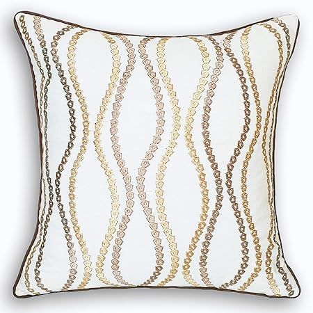 Embroidered Throw Pillow Case Cotton Noble Decorative Square Couch Cushion Pillow Cover 18x18 Inc... | Amazon (US)