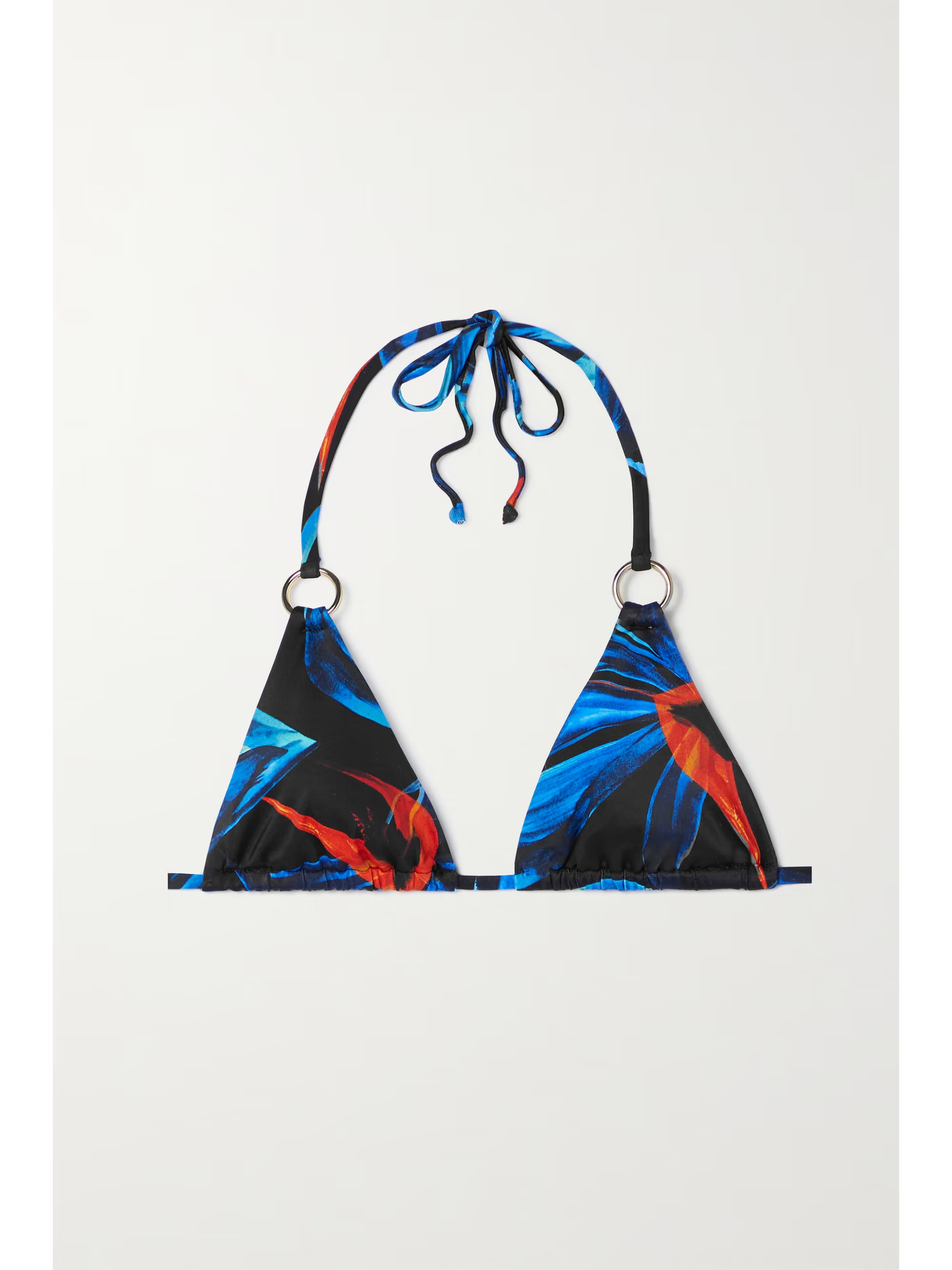 Blue Embellished printed recycled bikini top | LOUISA BALLOU | NET-A-PORTER | NET-A-PORTER (US)