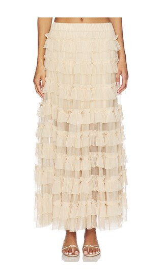 ALLSAINTS Aude Ruffle Skirt in Nude. - size 4 | Revolve Clothing (Global)