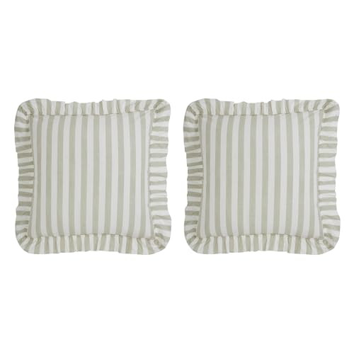 VHC Brands Finders Keepers Ruffled Fabric 2 Piece Euro Sham for Pillows Tan White Striped Farmhou... | Amazon (US)