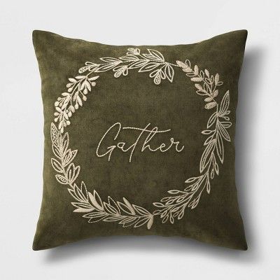 Square Gather Velvet Throw Pillow Green - Threshold™ | Target