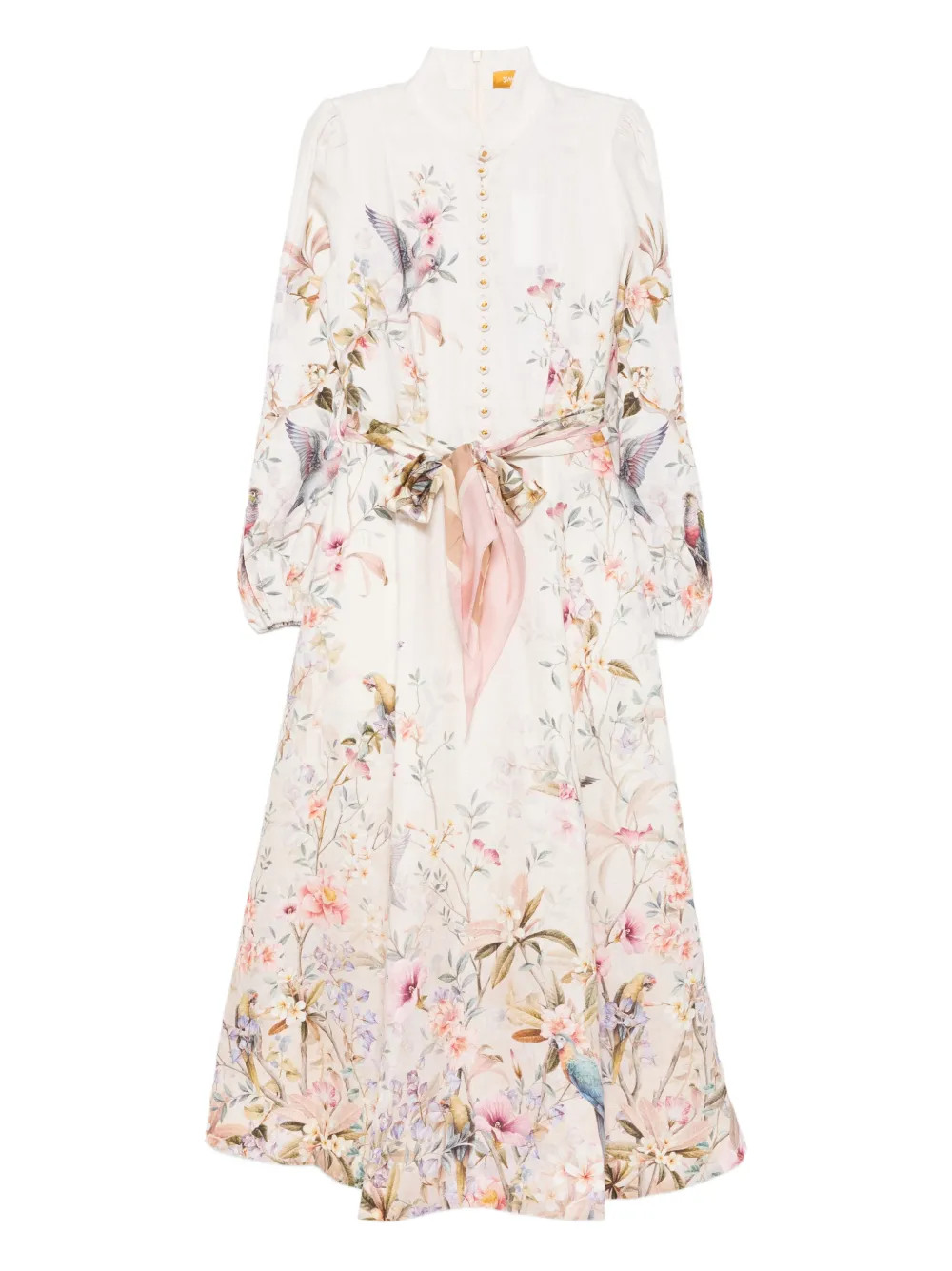 ZIMMERMANN Rebellion button floral-print midi dress - Neutrals | Farfetch Global