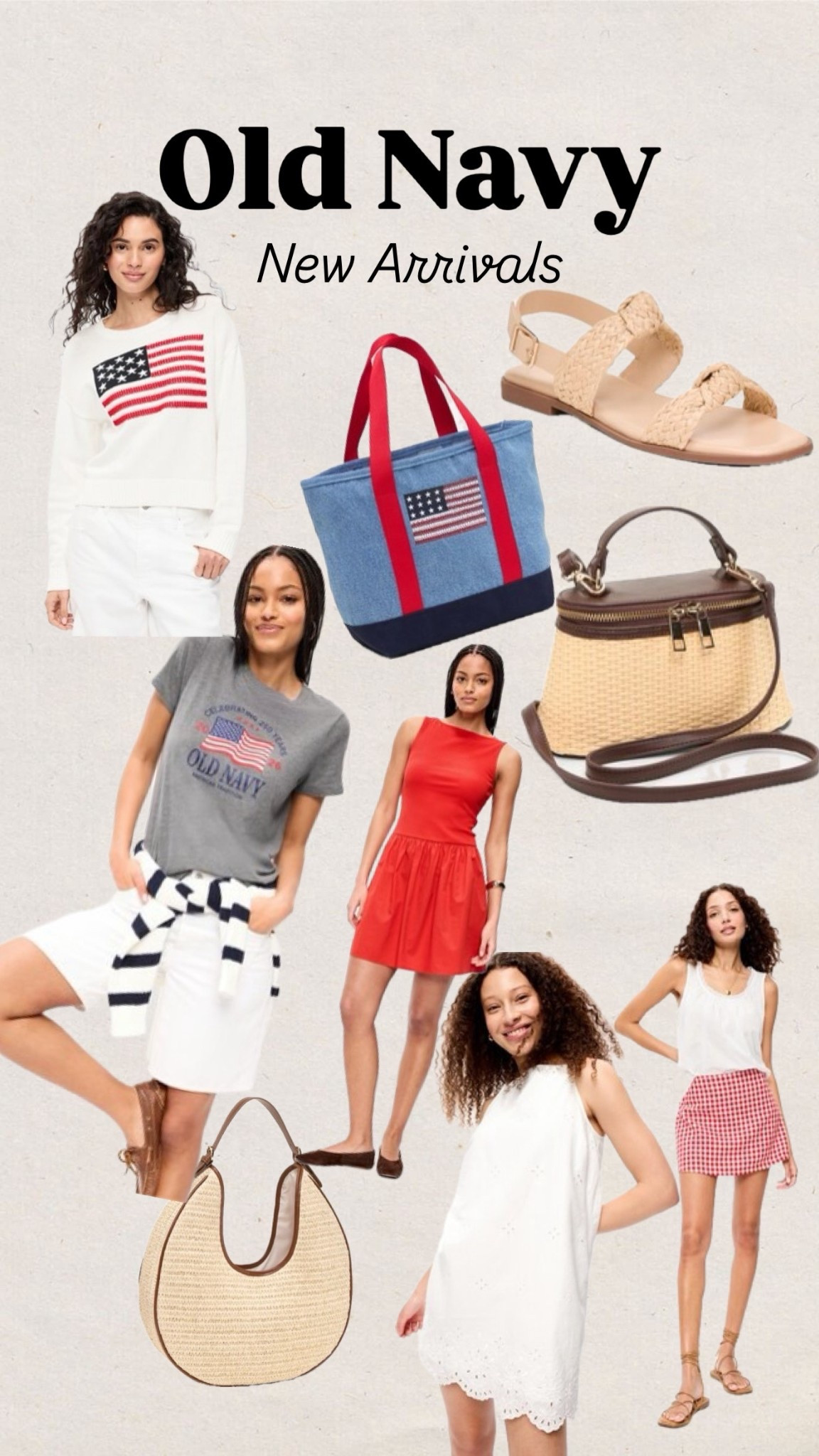 Old navy new arrivals
USA
Flag
Graphic tee
Rattan bag
Summer style
Linen
Gingham
Flag sweater

#LTKMothersDay