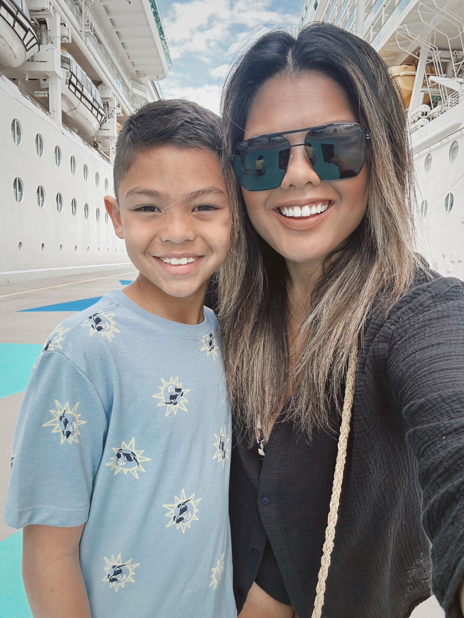 Amazon oversized sunglasses only $16!  Straw crossbody bag.  Boys graphic tshirt from Old Navy.  Target black swimsuit coverup - swim shirt - swim cover up - resort style - cruise style - cruise fashion - petite fashion - Amazon fashion - family vacation - family trip 

#LTKFind #LTKswim #LTKsalealert