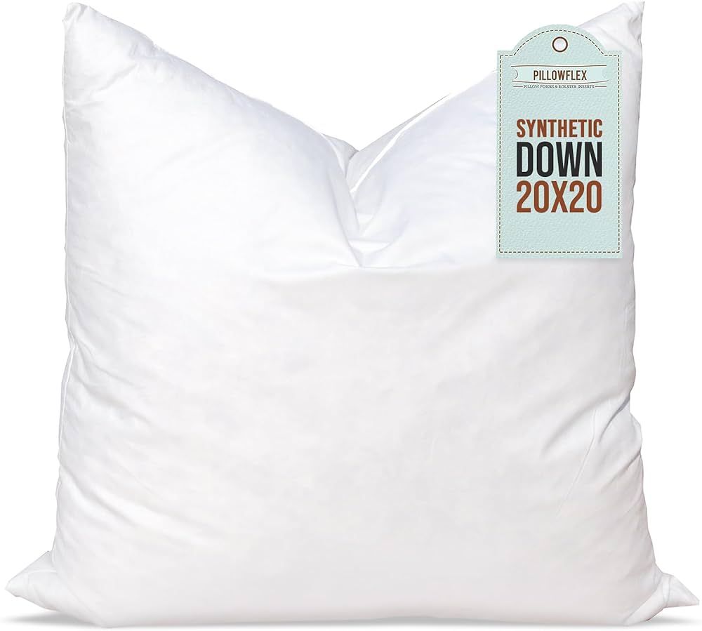 Pillowflex Synthetic Down Pillow Insert - 20x20 Down Alternative Pillow, Ultra Soft Body Pillow, ... | Amazon (US)