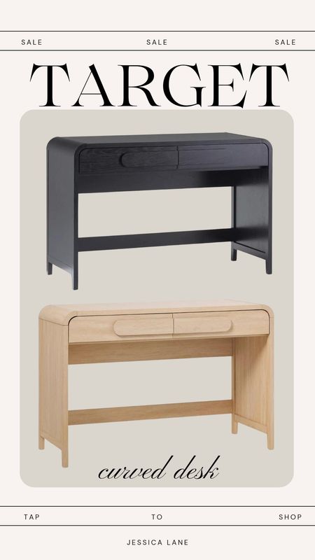 Target new arrival, loving this beautiful rounded edge desk available in black and natural. Target home, Target new arrival, Target furniture, office furniture, office desk, modern office

#LTKhome #LTKstyletip