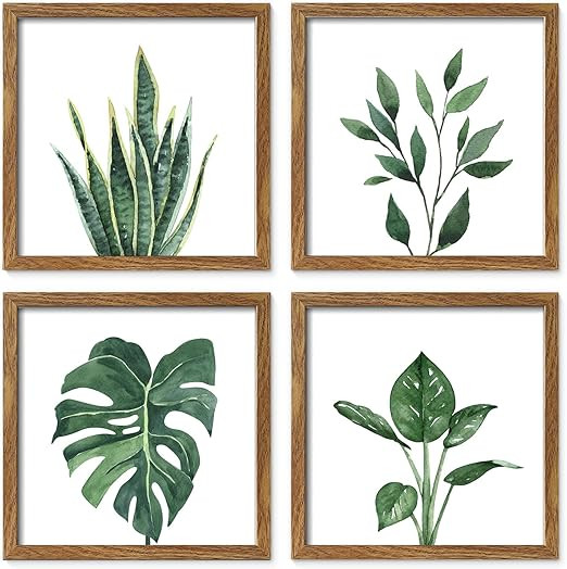 ArtbyHannah Framed Bathroom Wall Decor, Botanical Wall Art with Sage Green Plant Print in Picture... | Amazon (CA)