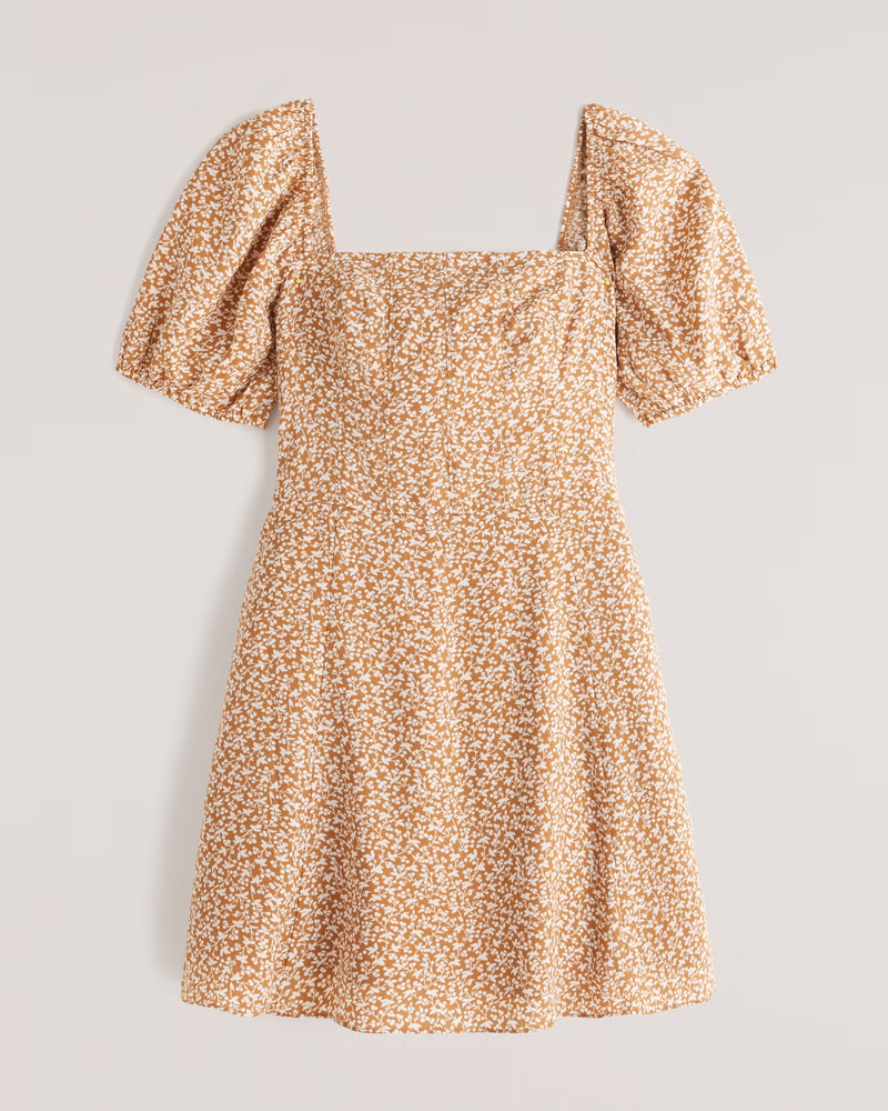 Abercrombie & Fitch Women's Corset Seamed Mini Dress in Light Brown Floral - Size XS | Abercrombie & Fitch (US)