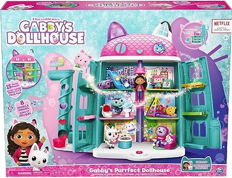 Gabby's Dollhouse 15-Piece Purrfect Dollhouse with Sounds | Amazon (US)