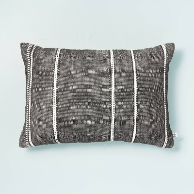 14"x20" Stripe Pattern Throw Pillow Dark Gray/White/Beige - Hearth & Hand™ with Magnolia | Target