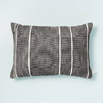 14"x20" Stripe Pattern Throw Pillow Dark Gray/White/Beige - Hearth & Hand™ with Magnolia | Target