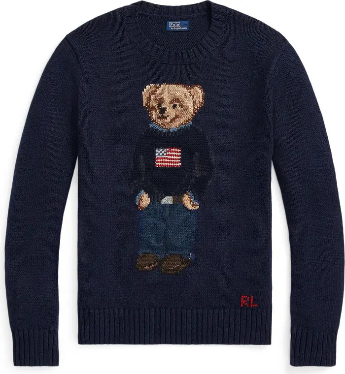 Bear Graphic Cotton & Linen Crewneck Sweater | Nordstrom
