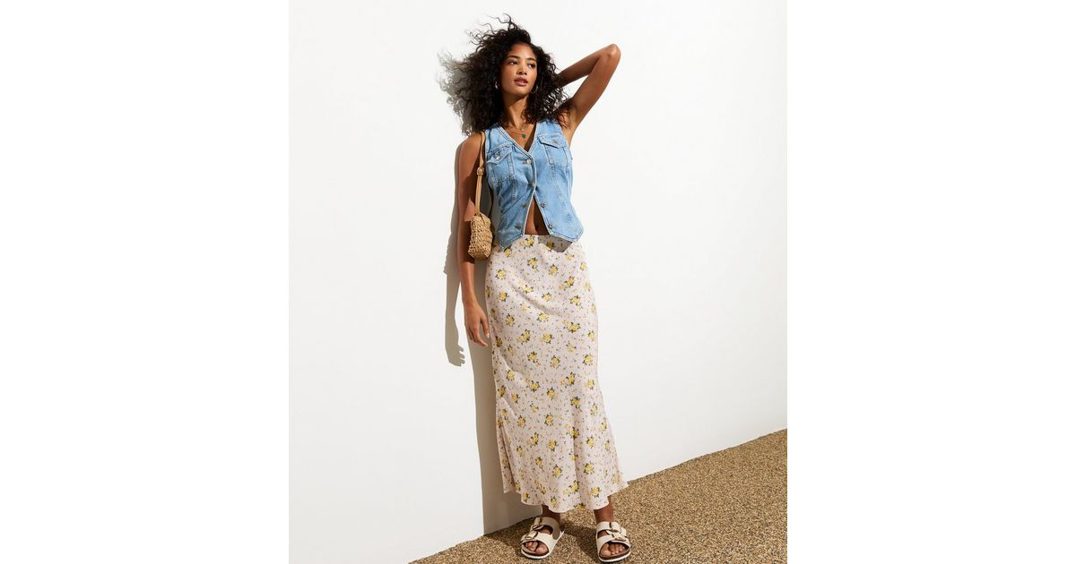 Yellow Floral Ditsy Print Midi Skirt
						
						Add to Saved Items
						Remove from Saved Item... | New Look (UK)