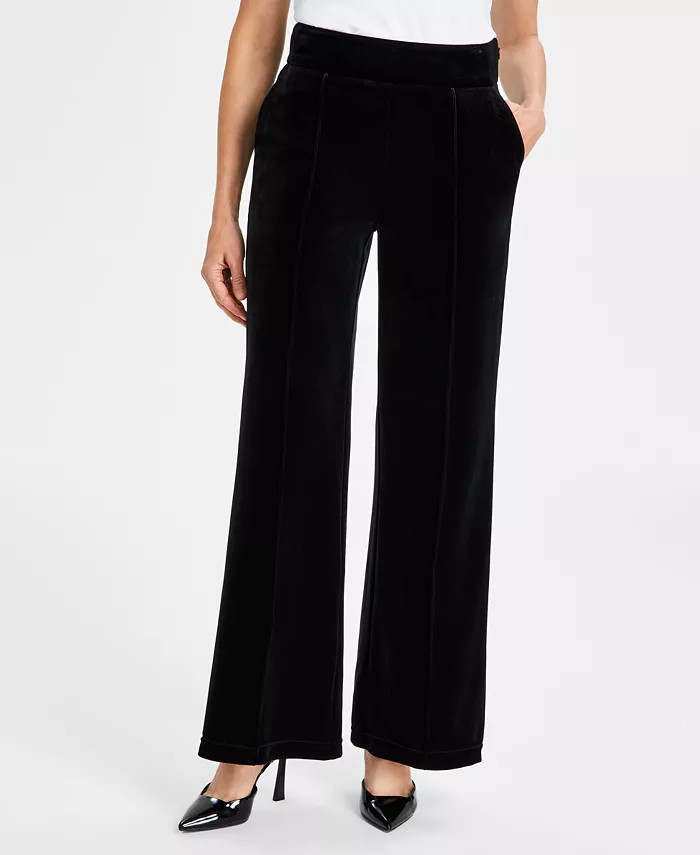 INC International Concepts Women's High-Rise Velvet Wide-Leg Pants, Created for Macy's | Macy's