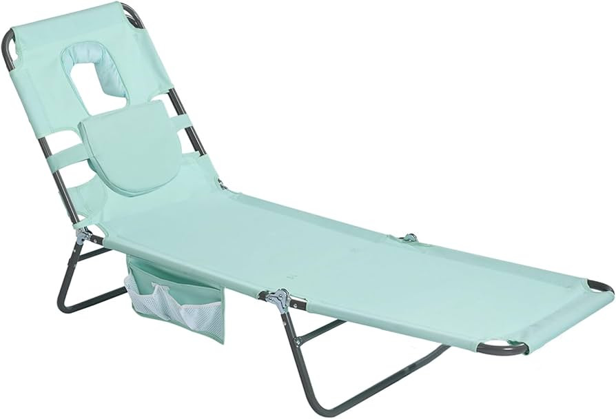 SUNNYFEEL Beach Lounge Chair, Reclining Beach Chairs Lay Flat, Sun Face Down Tanning Chair, Foldi... | Amazon (US)