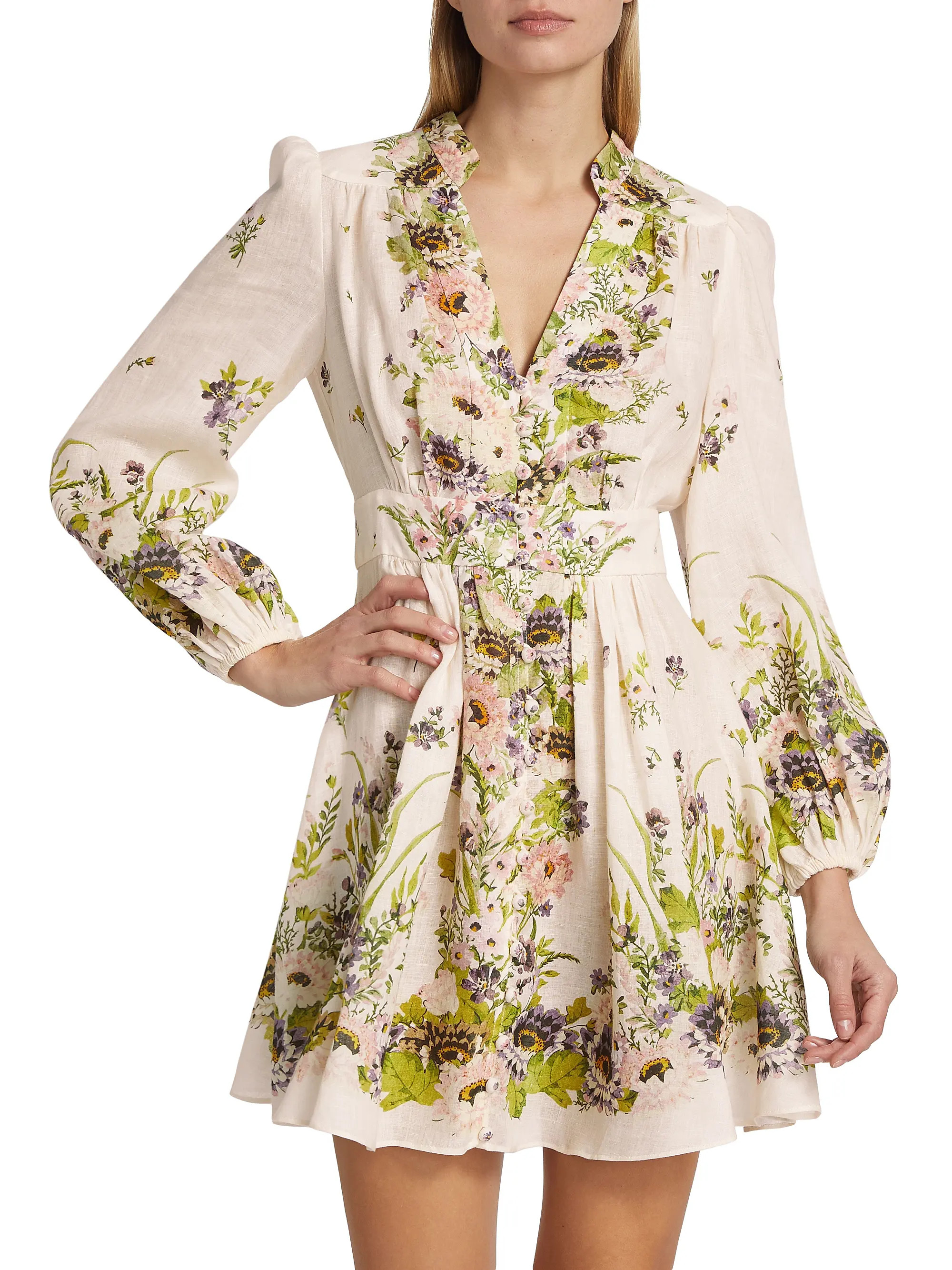 Halliday Plunge Linen Minidress | Saks Fifth Avenue