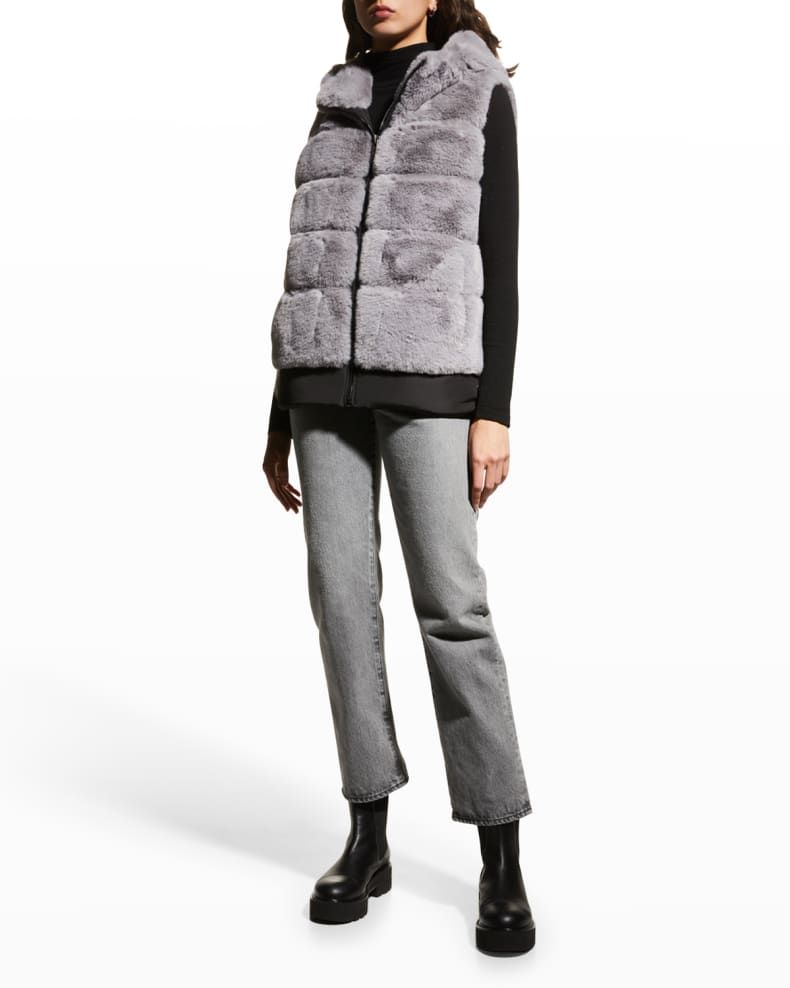 Belle Fare Faux-Fur Hooded High-Low Vest | Neiman Marcus
