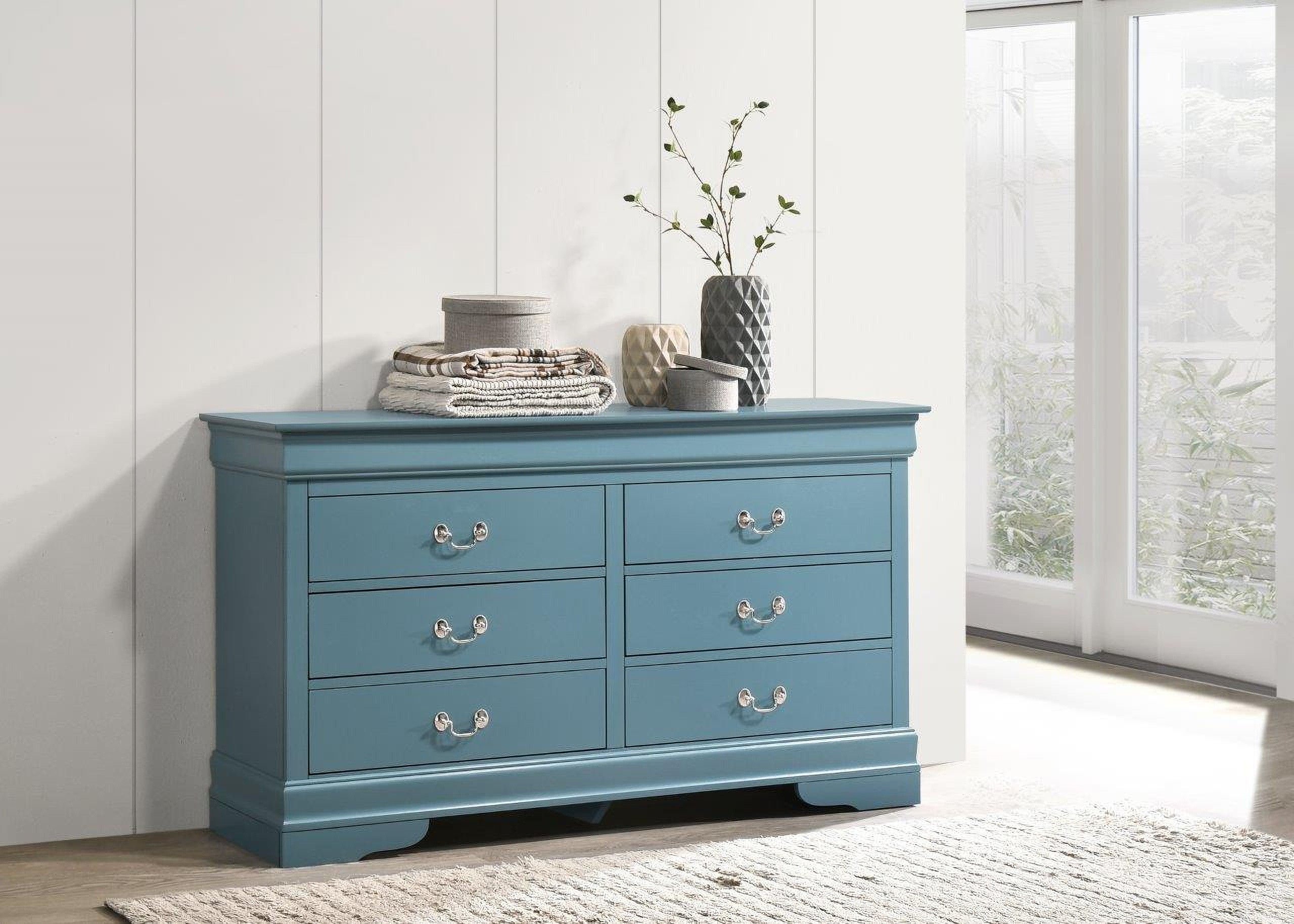 Glory Furniture LouisPhillipe Dresser, Blue | 1stopbedrooms