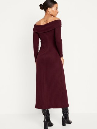Off-Shoulder Rib-Knit Maxi Dress for Women | Old Navy (US)