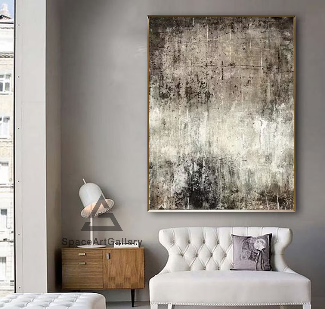 Oversize Painting Gray Abstract Black Abstract Gray Black Texture Painting Black and Gray Texture... | Etsy (US)
