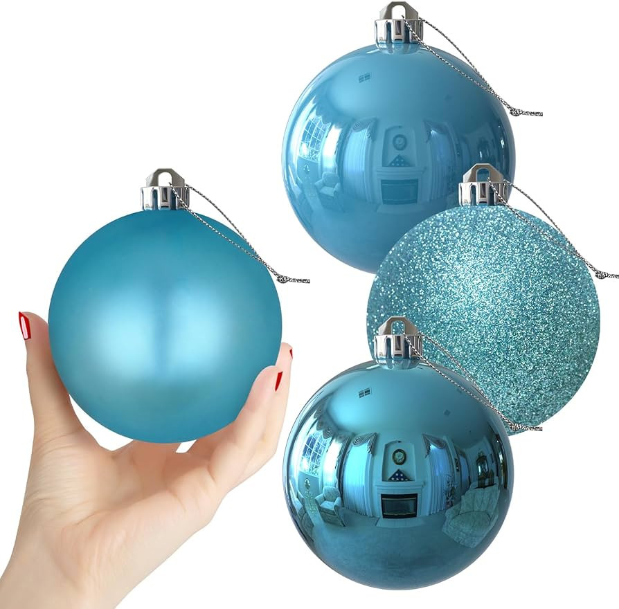 Baby Blue 4.0" Large Christmas Balls - Christmas Tree Decoration Ornaments Shatterproof Hanging B... | Amazon (US)