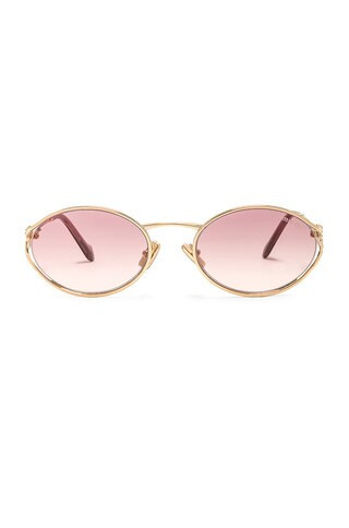 Miu Miu Oval Sunglasses in Gold/Brown | FWRD 