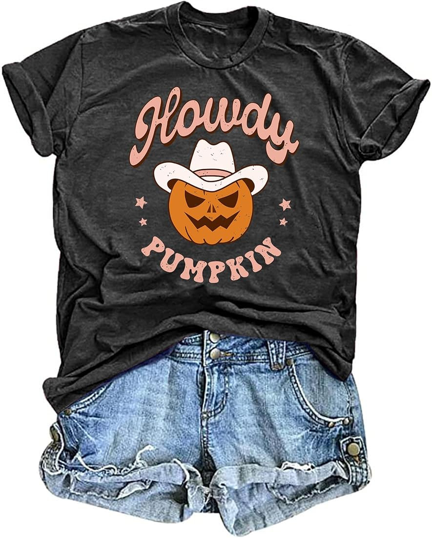 Halloween Pumpkin Shirts Women Fall T-Shirt Women Floral Heart Graphic Tees Tops Thanksgiving Gif... | Amazon (US)