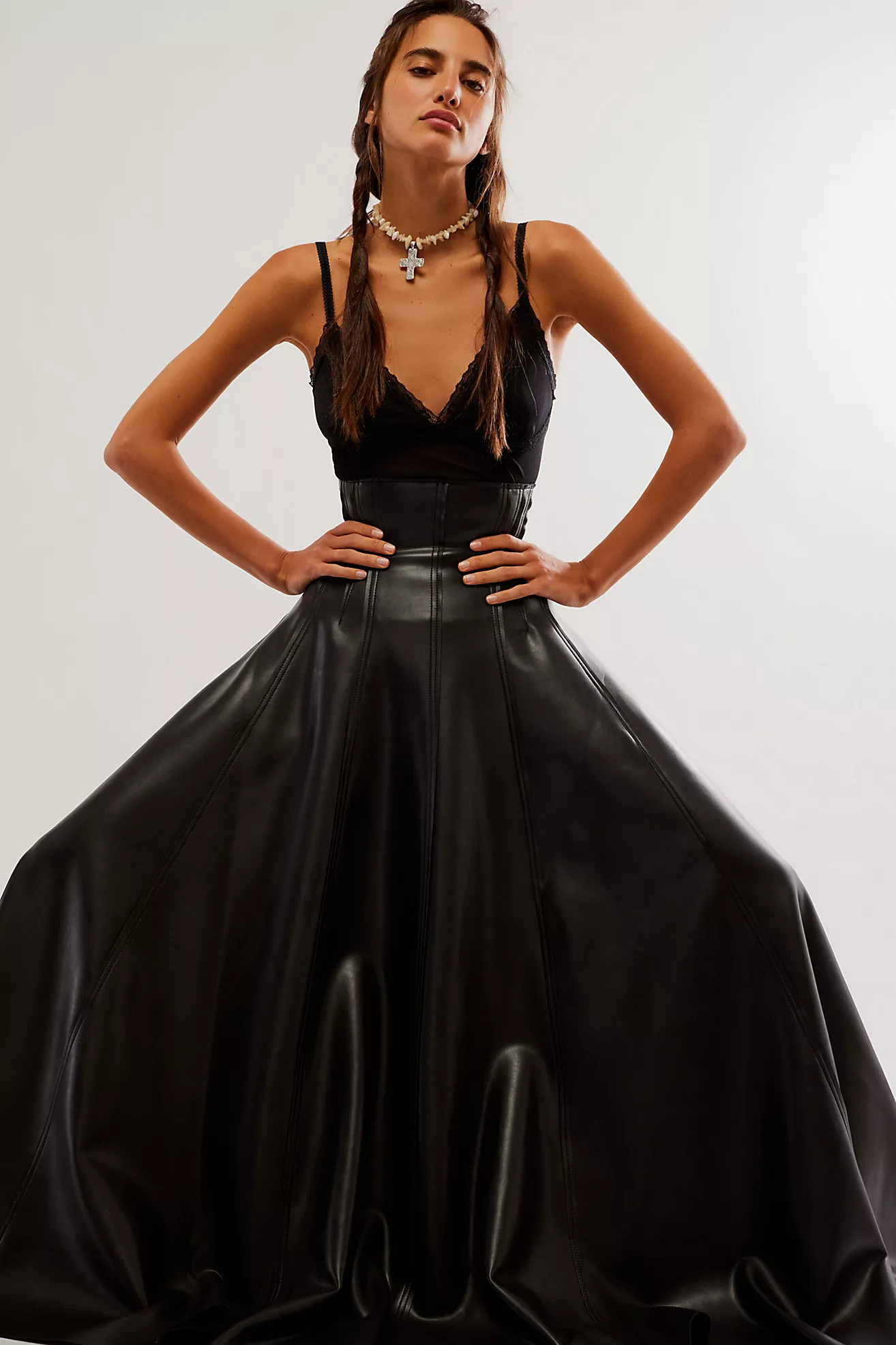 Norma Kamali Vegan Leather Long Grace Skirt | Free People (Global - UK&FR Excluded)