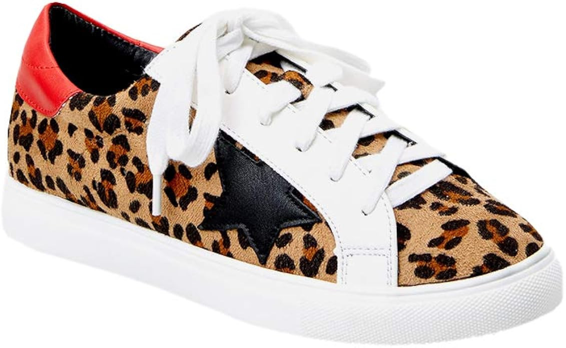 Ruanyu Womens Low Top Fashion Sneakers Glitter Star Lace Up Platform Walking Sneaker Shoes | Amazon (US)